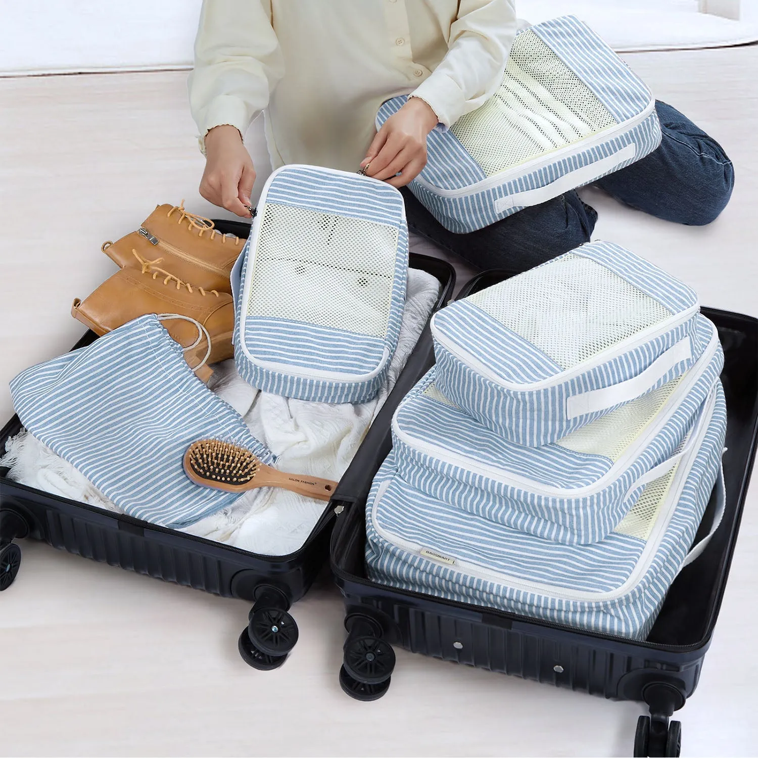 6PCS Foldable Travel Packing Cubes for Suitcase