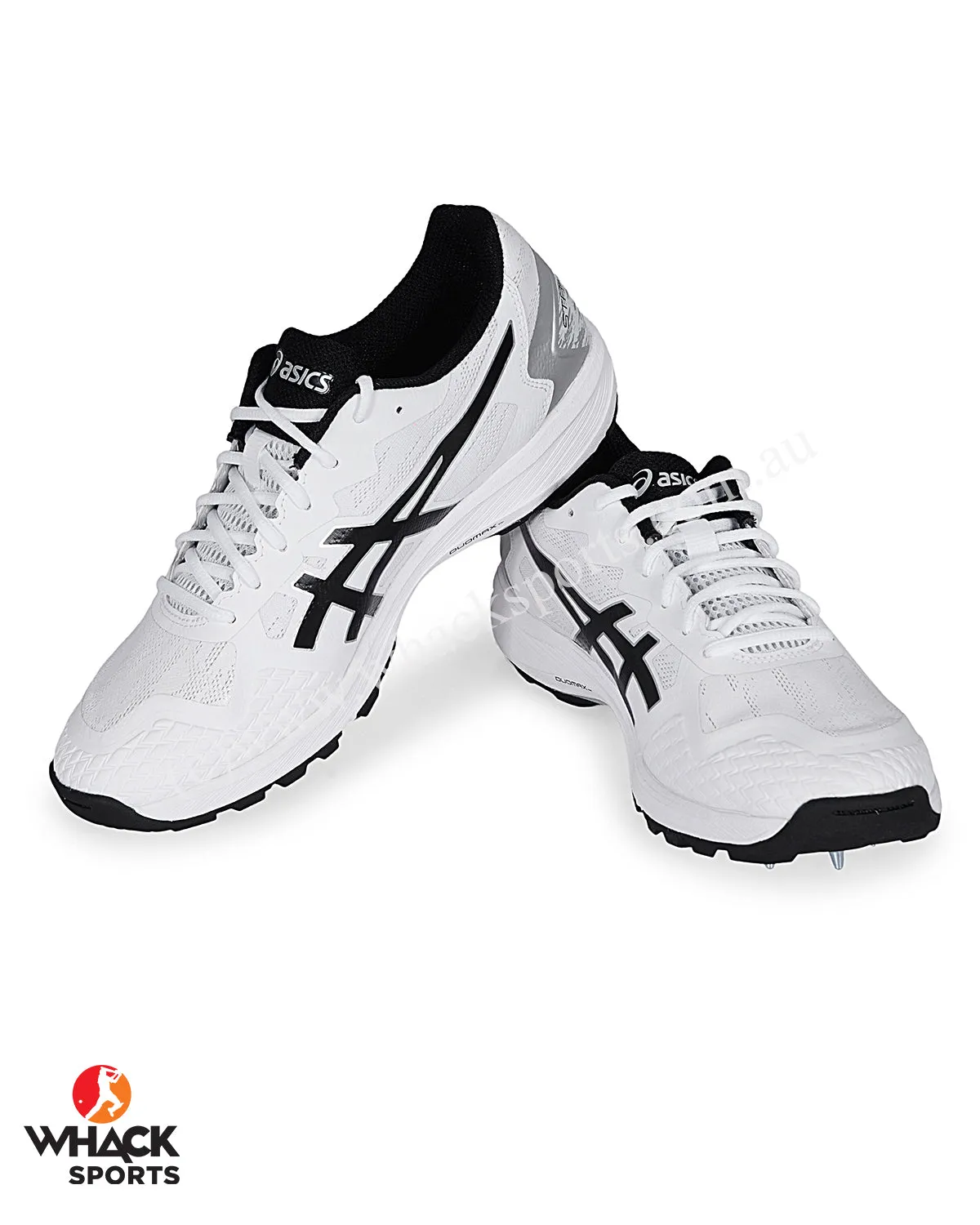 ASICS Strike Rate Cricket Shoes - Steel Spikes - White/Black