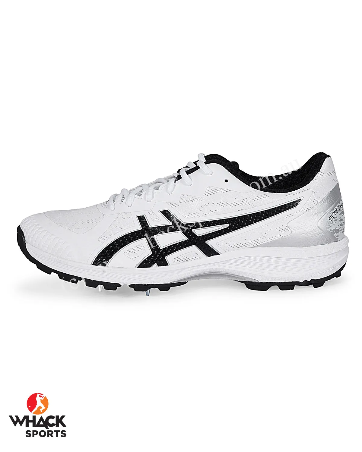 ASICS Strike Rate Cricket Shoes - Steel Spikes - White/Black