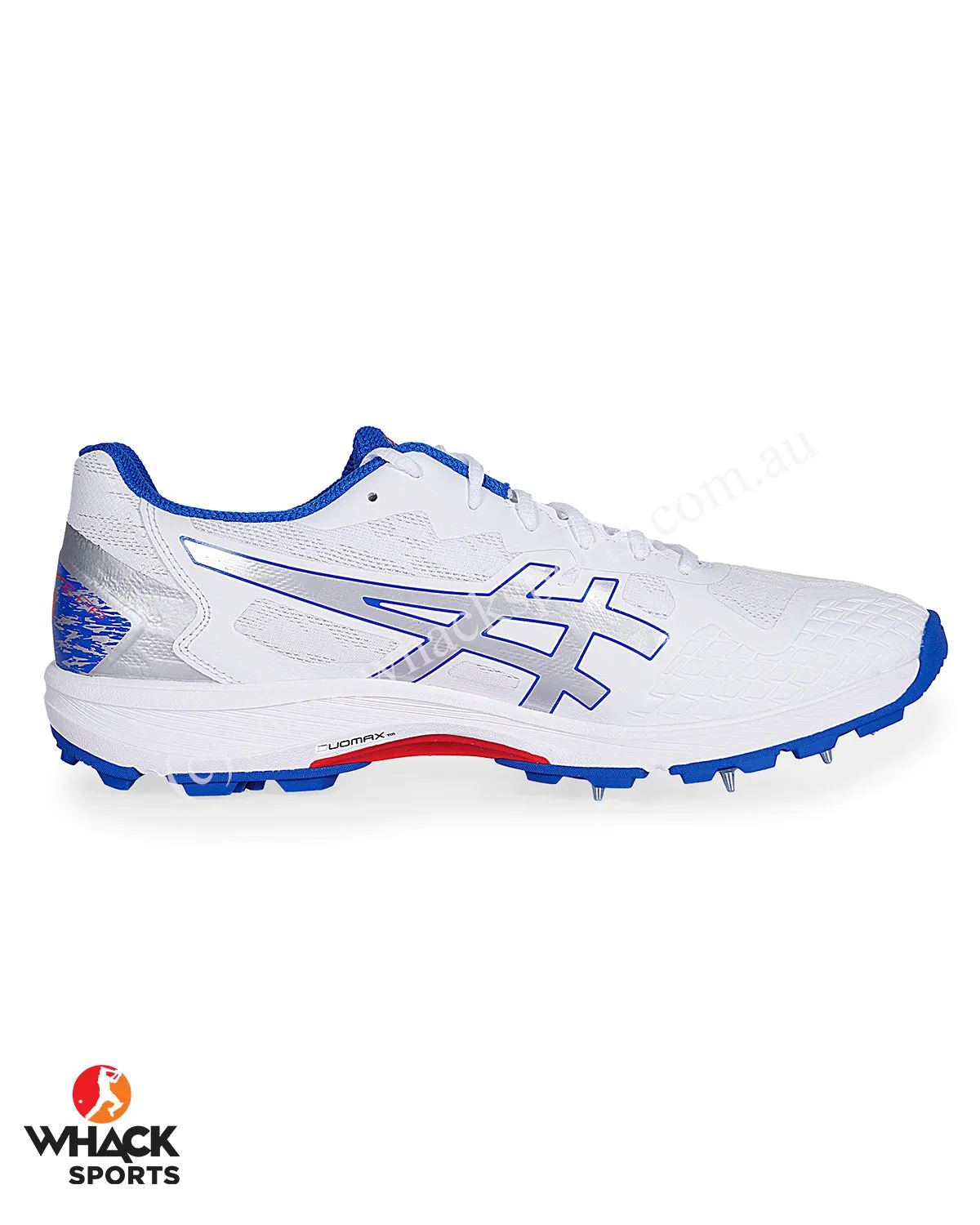 ASICS Strike Rate Cricket Shoes - Steel Spikes - White/Pure Silver