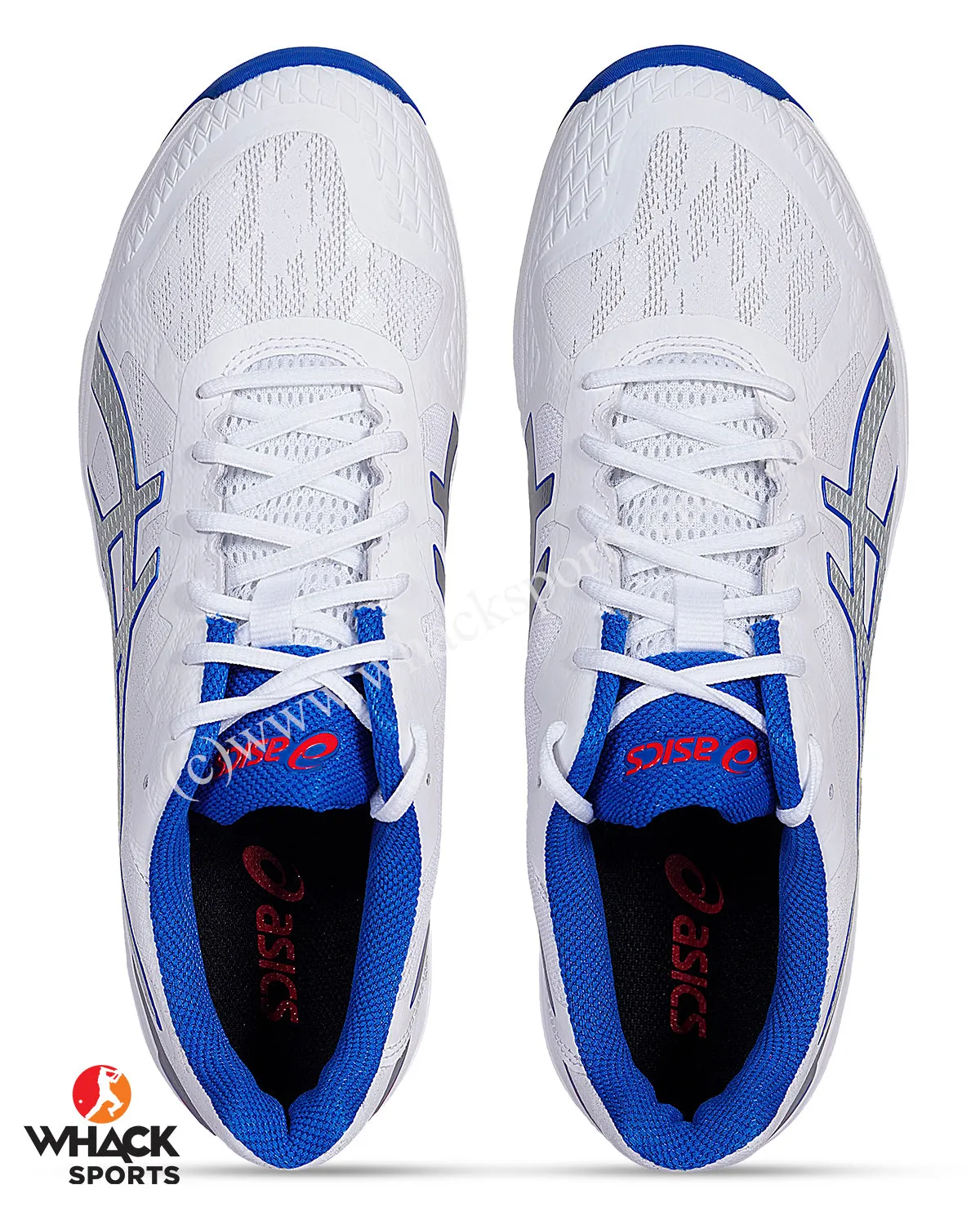 ASICS Strike Rate Cricket Shoes - Steel Spikes - White/Pure Silver