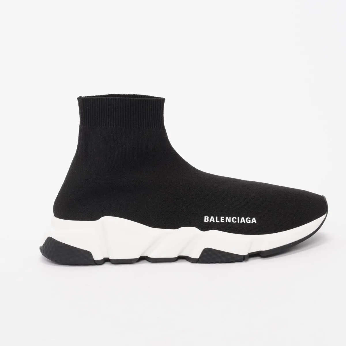 Balenciaga Black & White Knit Speed Racer Sneakers 41