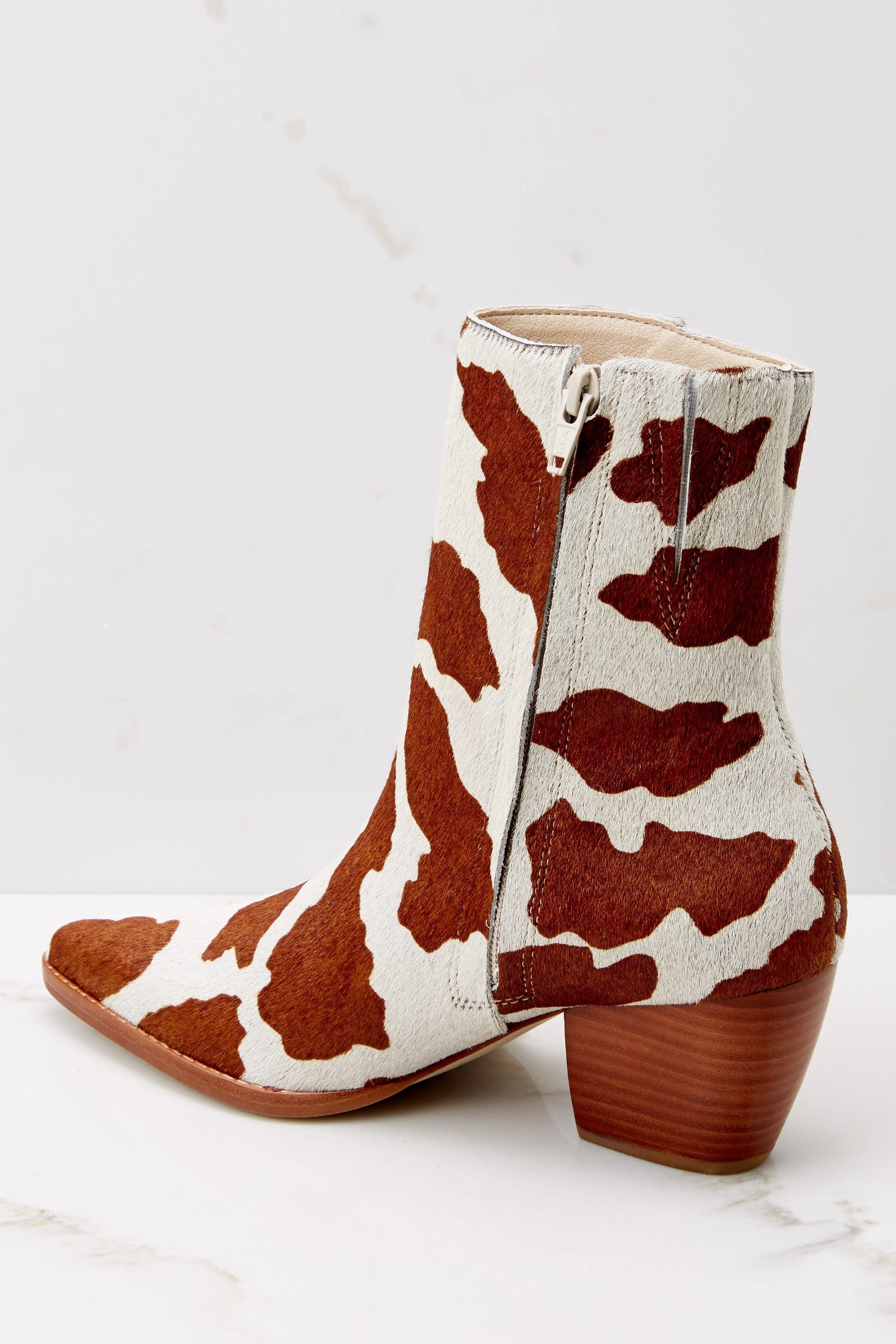 Caty Brown Cow Spot Ankle Boots