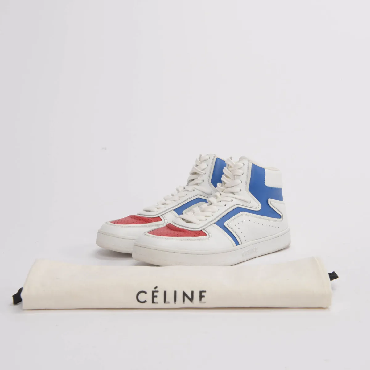 Celine White Leather CT-01 "Z" High Top Sneakers 39