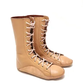 CUSTOM MADE Beige/Camel Tightrope Extra Hi-Top Boots