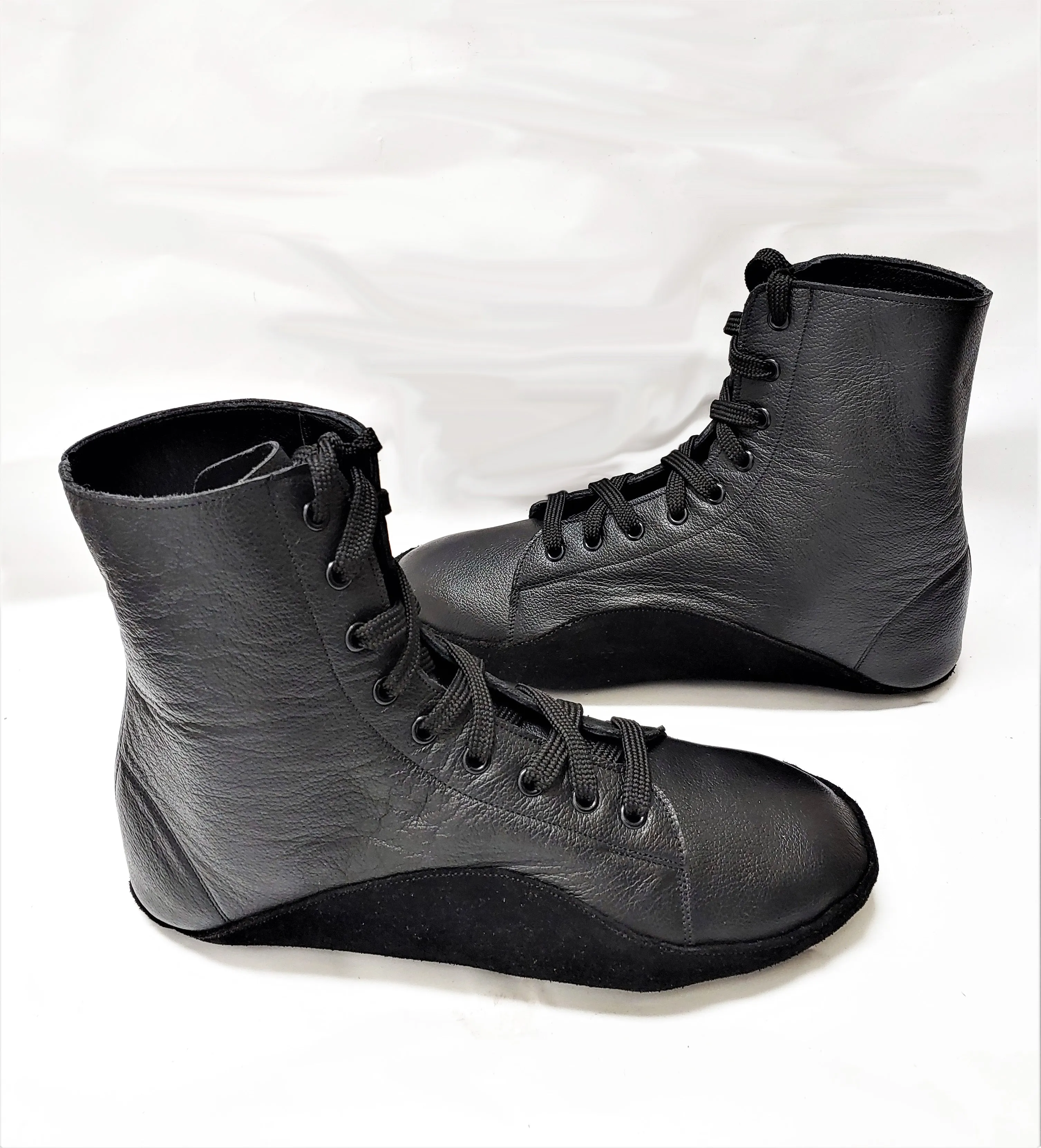 CUSTOM MADE Black Tightrope Boots w/inside Zip