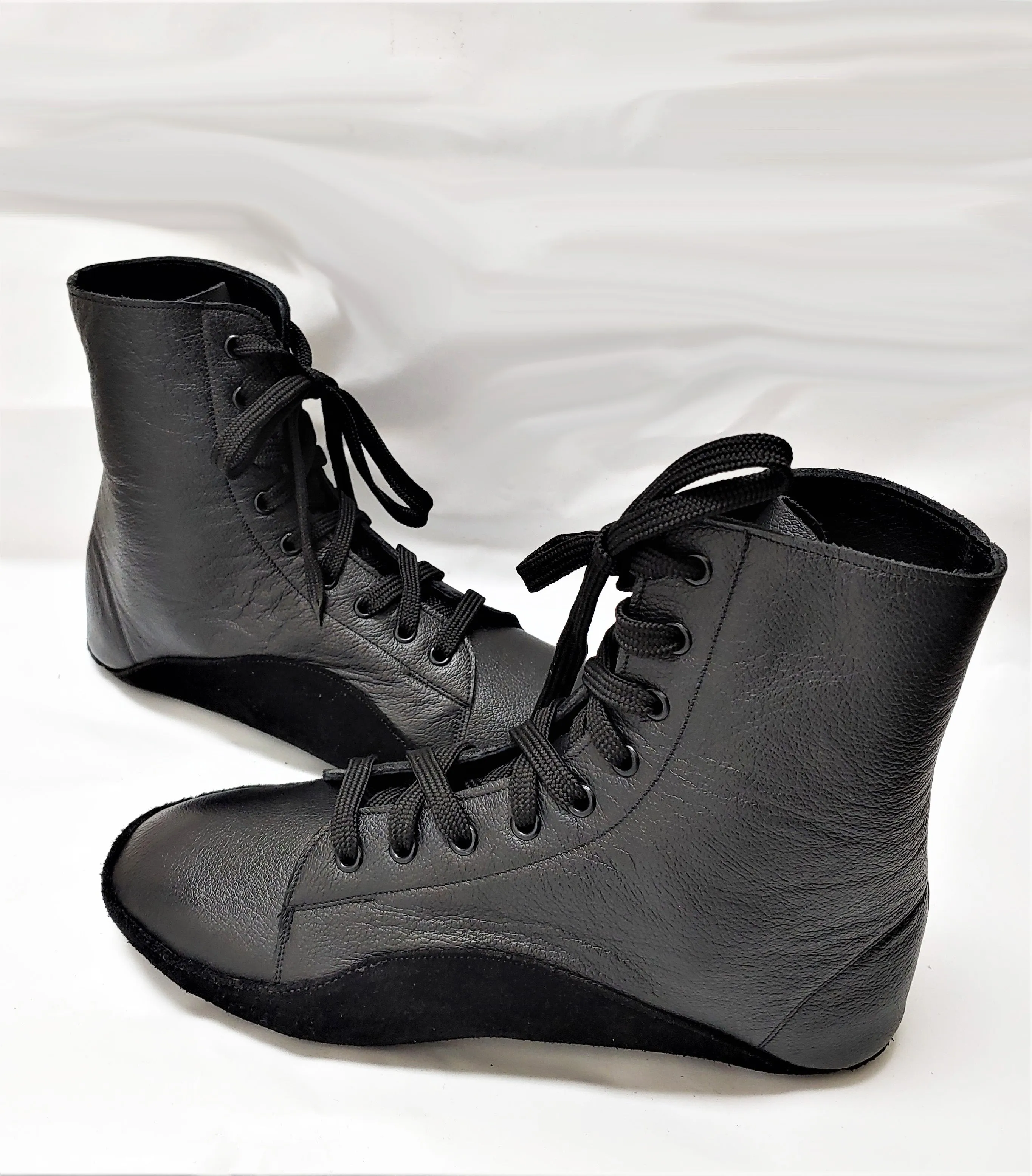 CUSTOM MADE Black Tightrope Boots w/inside Zip