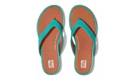 FitFlop Womens Gracie Leather Flip Flops Tahiti Blue