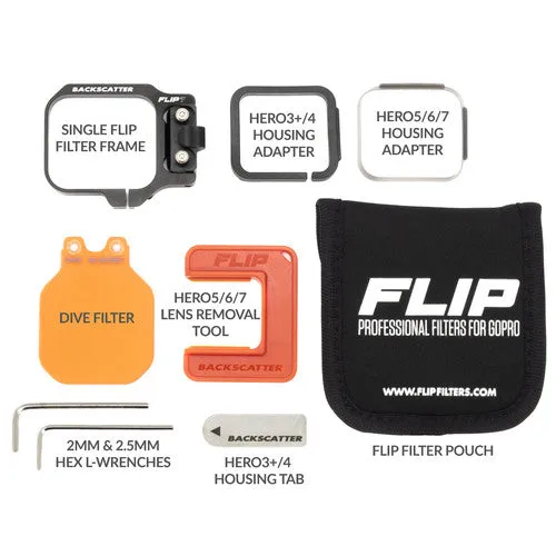 Flip Filters FLIP7 Single Filter Kit with DIVE Filter for GoPro 7, 6, 5, 4, 3, 3 