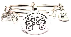 Flip Flops Lets Go To The Beach Expandable Bangle Bracelet Set