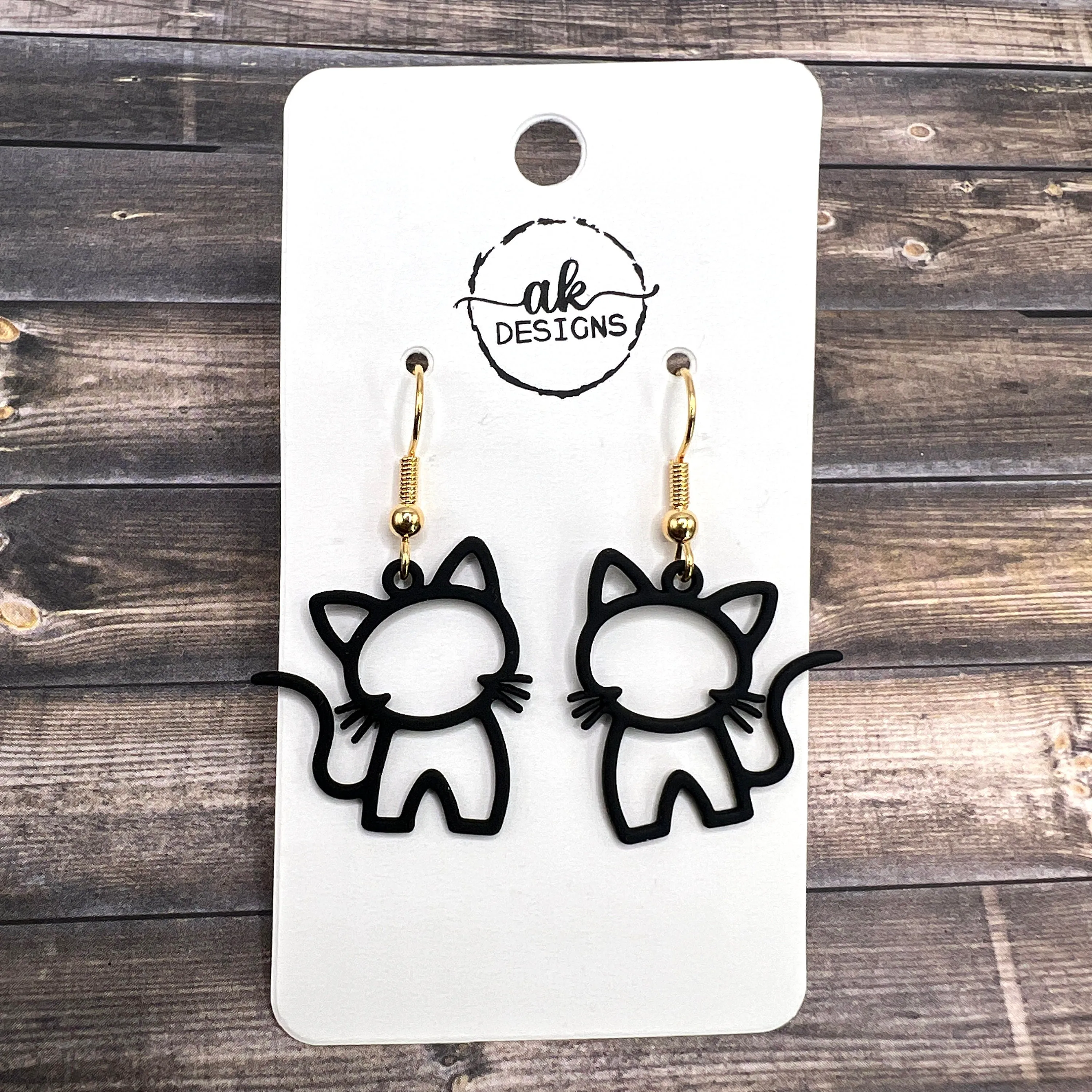 Kitty Cat  Earrings - Lightweight Hypoallergenic Various Colors  Hardware Options