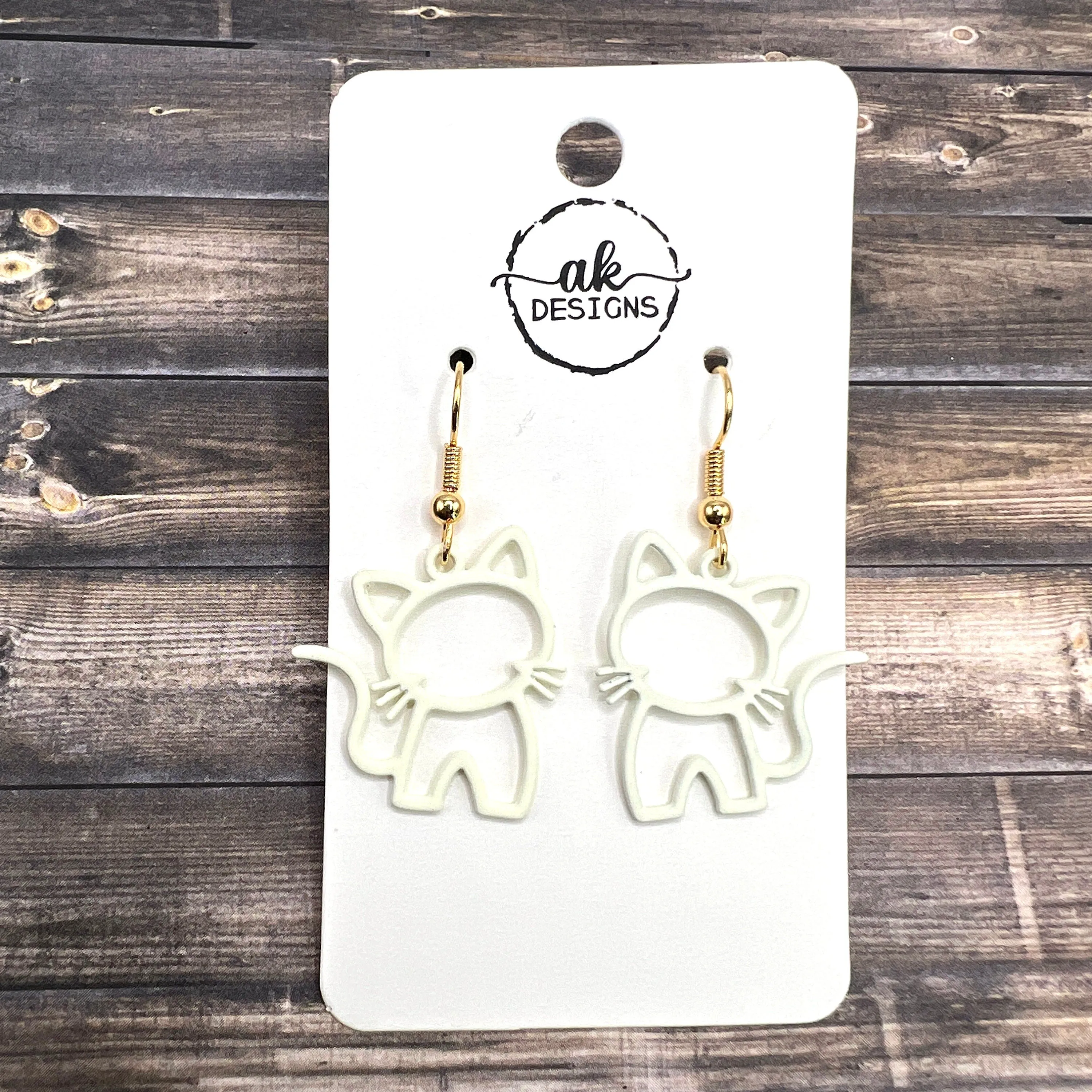 Kitty Cat  Earrings - Lightweight Hypoallergenic Various Colors  Hardware Options