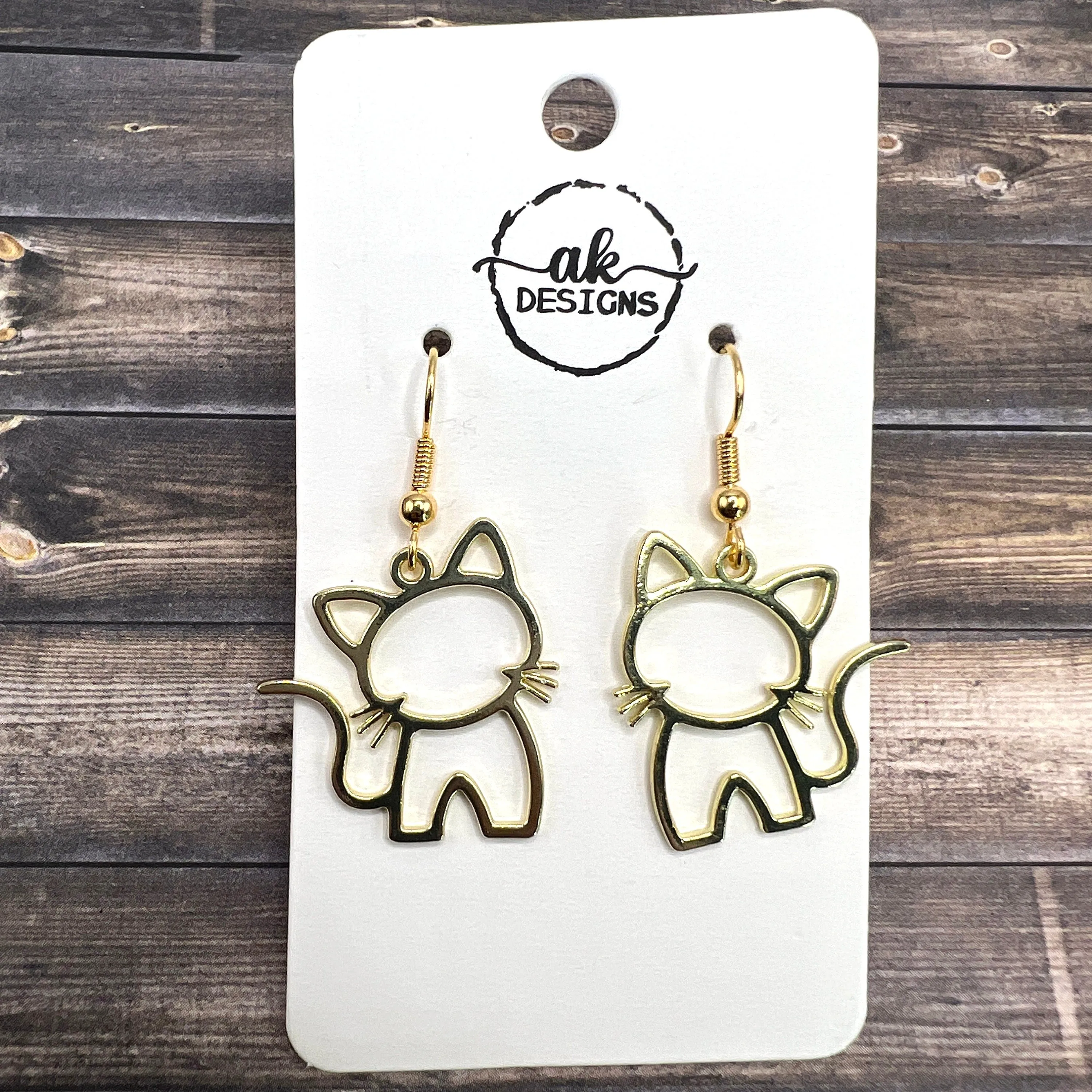 Kitty Cat  Earrings - Lightweight Hypoallergenic Various Colors  Hardware Options