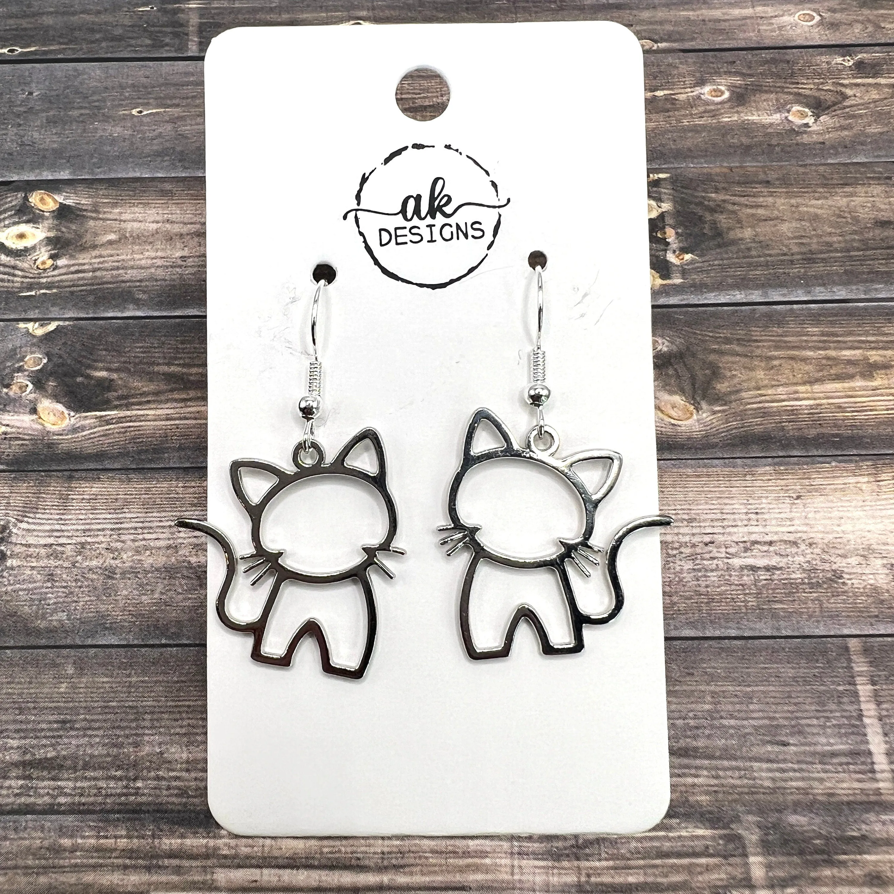 Kitty Cat  Earrings - Lightweight Hypoallergenic Various Colors  Hardware Options