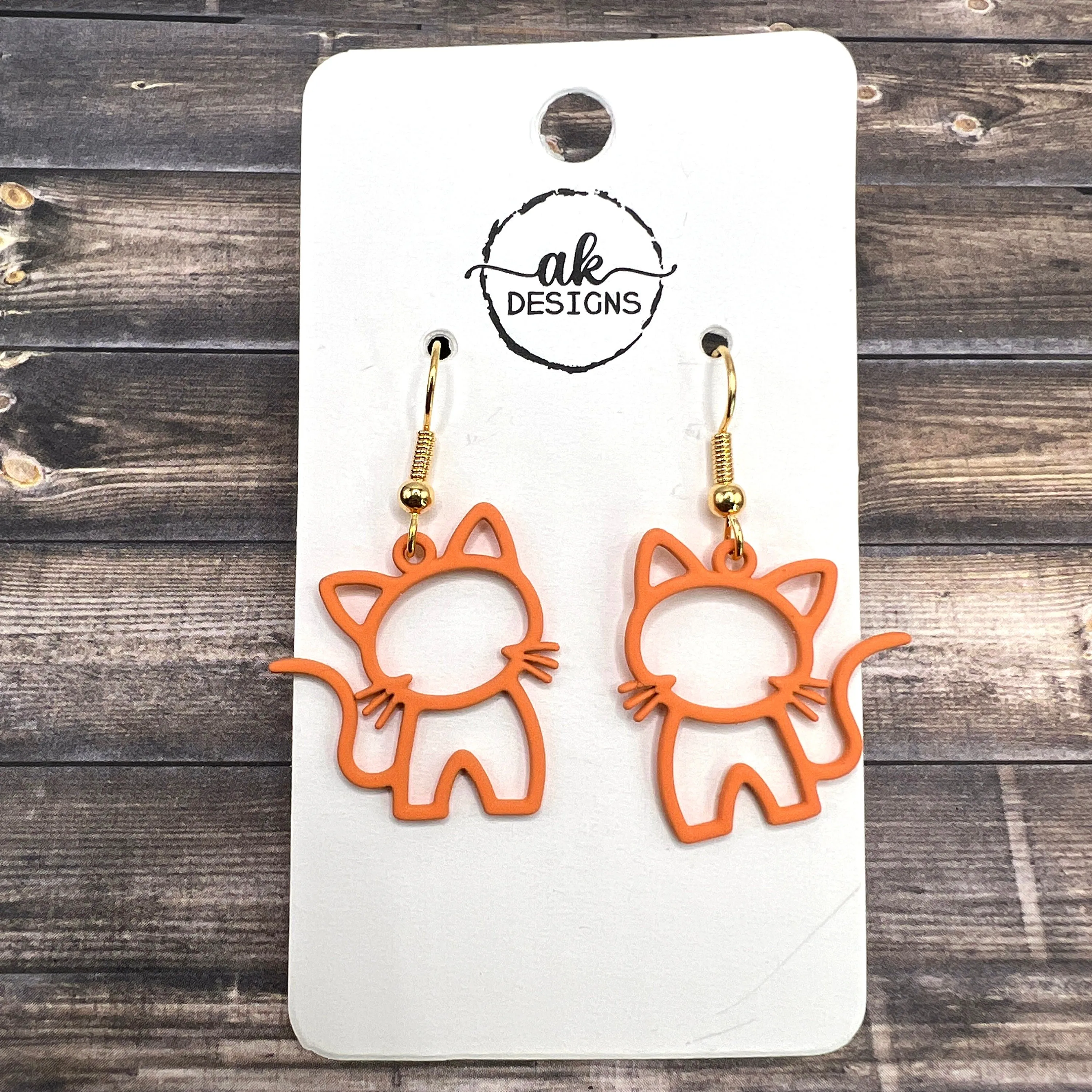 Kitty Cat  Earrings - Lightweight Hypoallergenic Various Colors  Hardware Options