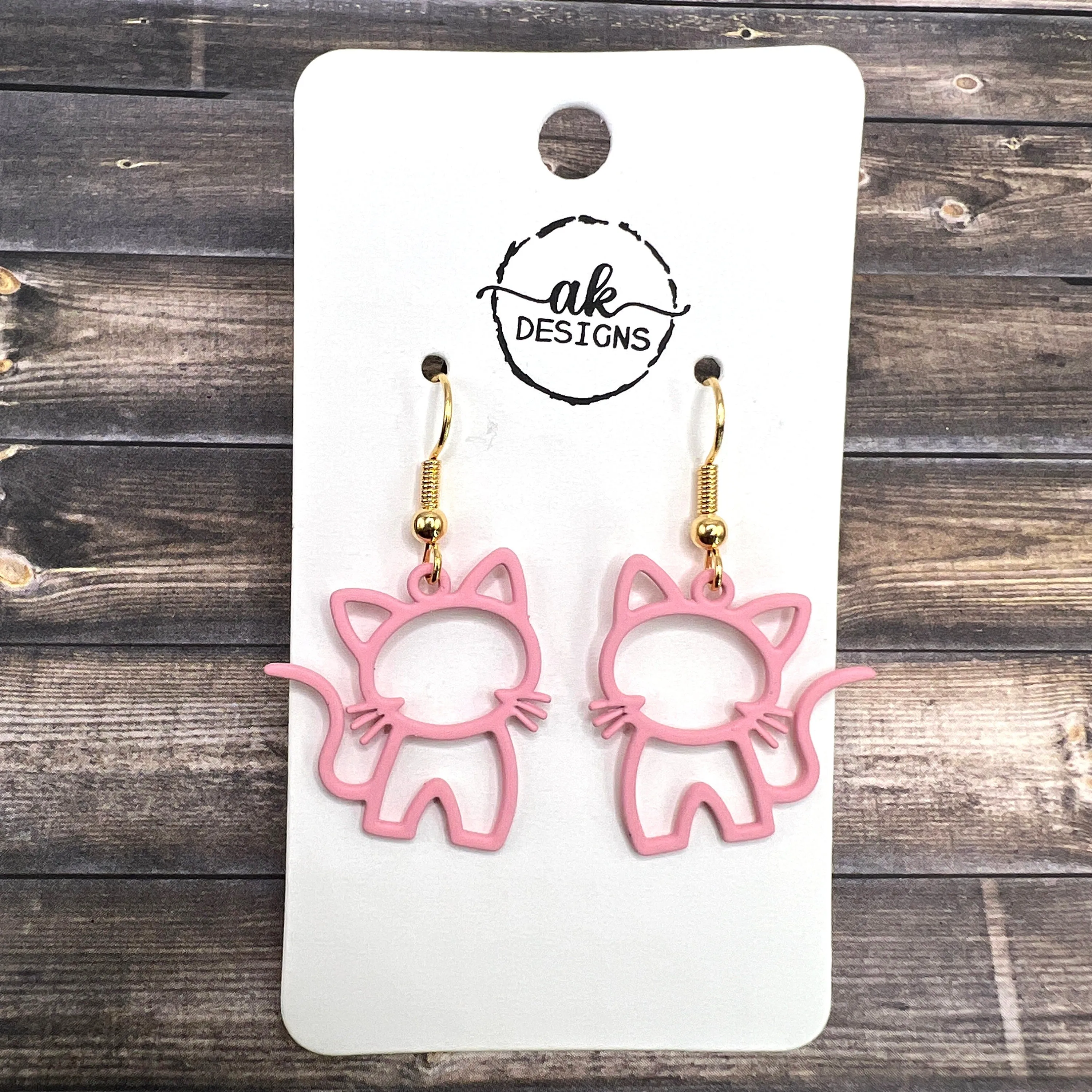 Kitty Cat  Earrings - Lightweight Hypoallergenic Various Colors  Hardware Options