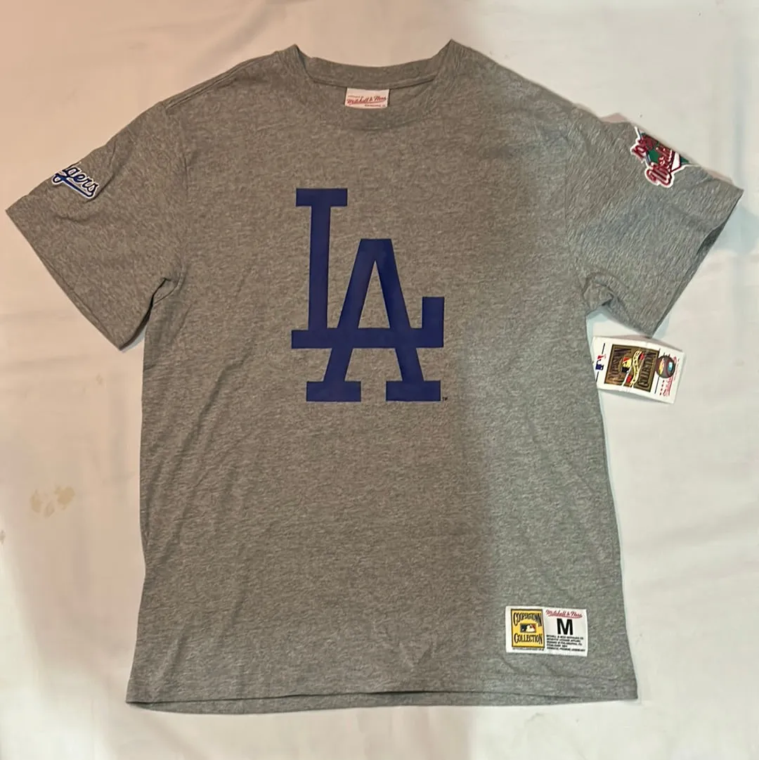 Los Angeles Dodgers MLB Mitchell & Ness Cooperstown Collection World Series Boys of Summer Heather Grey Men’s T-Shirt