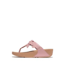 Lulu Folded-Knot Leather Toe-Post Sandals