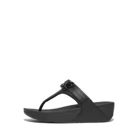 LULU JEWEL-DELUXE LEATHER TOE-POST SANDALS