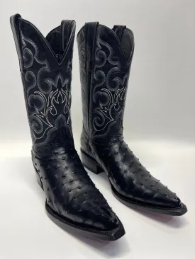 Men’s Black Full Quill Ostrich Chihuahua Toe Exotic Boot