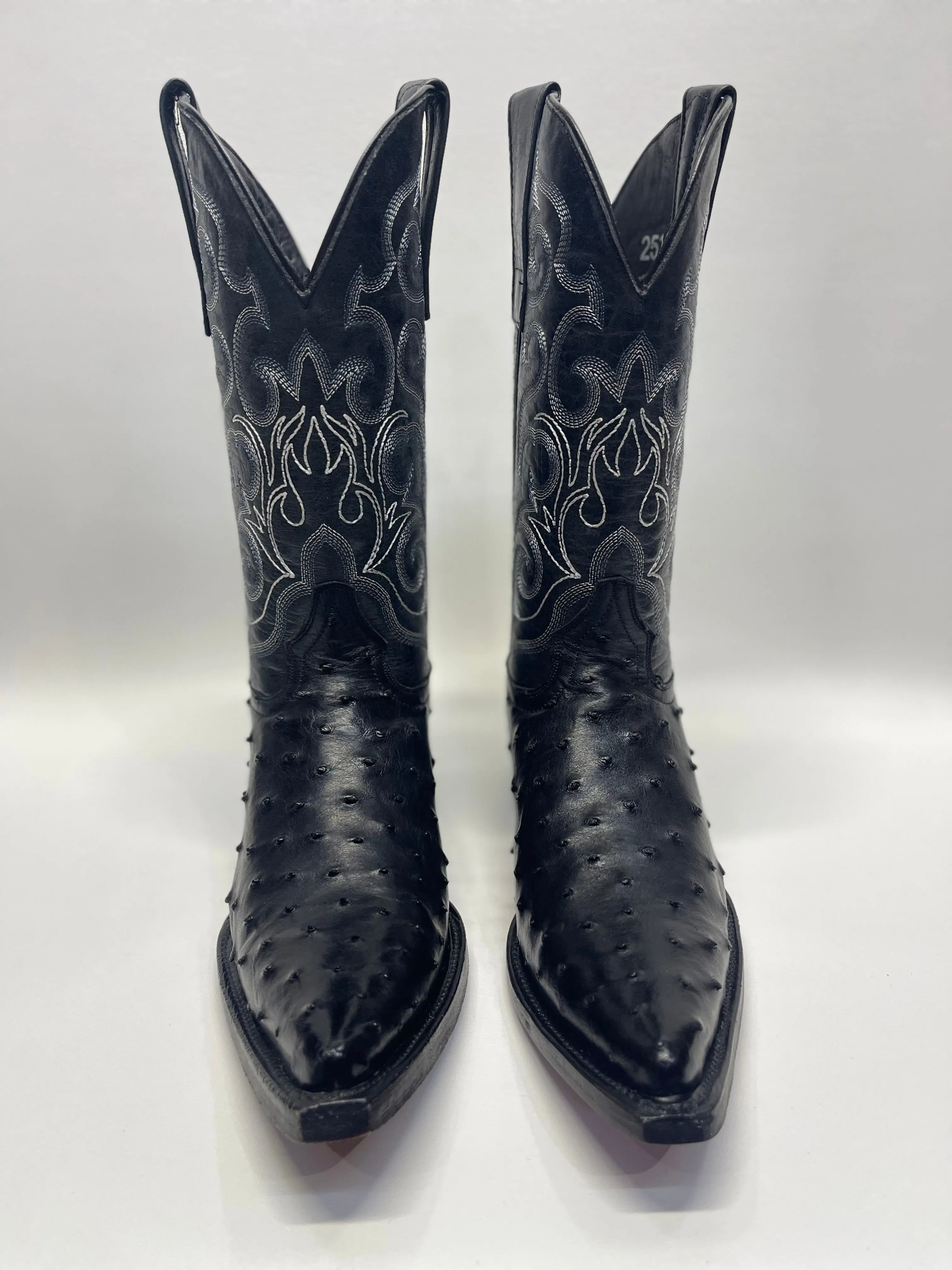 Men’s Black Full Quill Ostrich Chihuahua Toe Exotic Boot