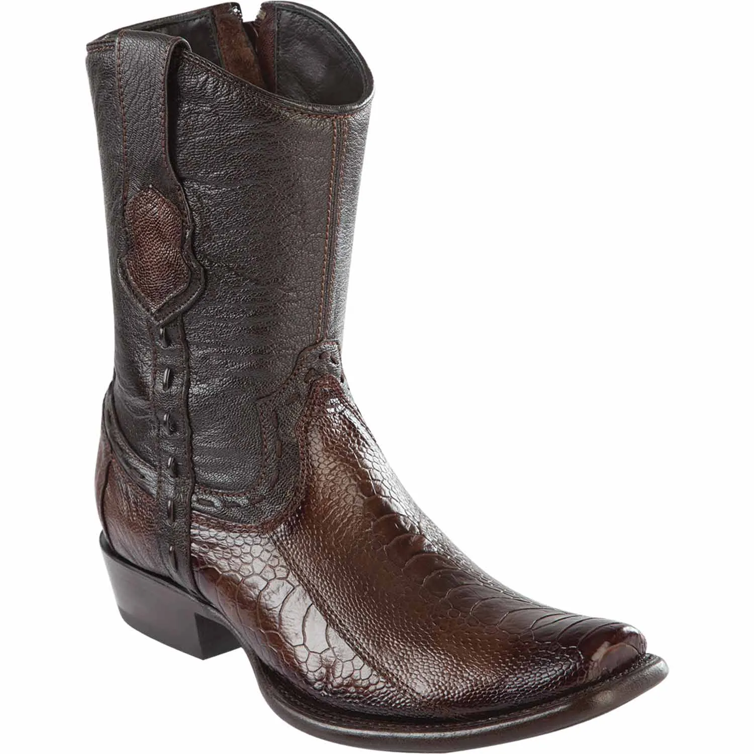 Men's Wild West Ostrich Leg Skin Dubai Toe Short Boot 279B0516