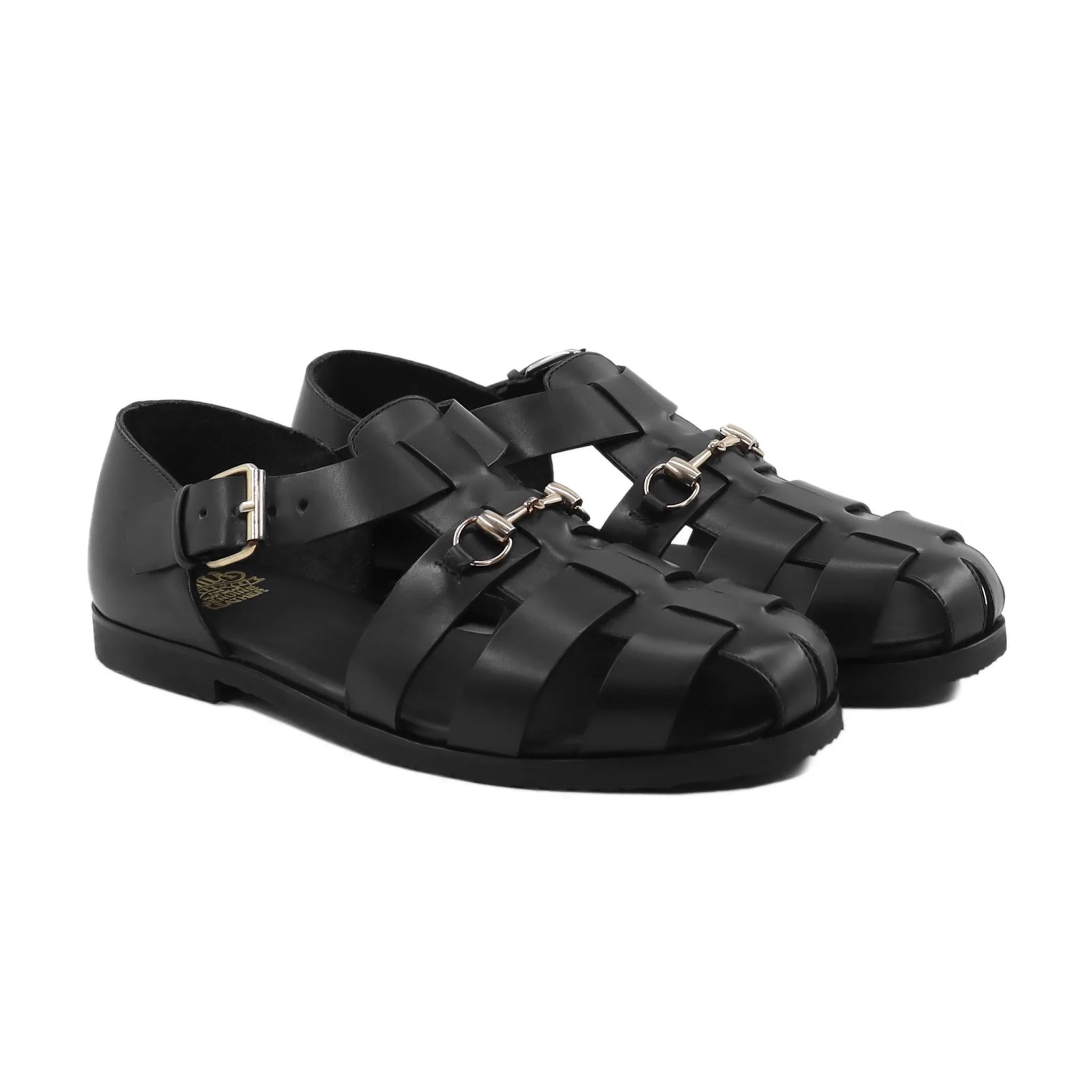 Minoru - Men's Black Calf Leather Sandal