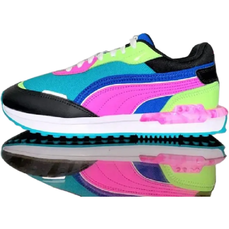 Puma Women's CIty Rider Marble Shoes - Viridian Green / Puma Black / Luminous Pink