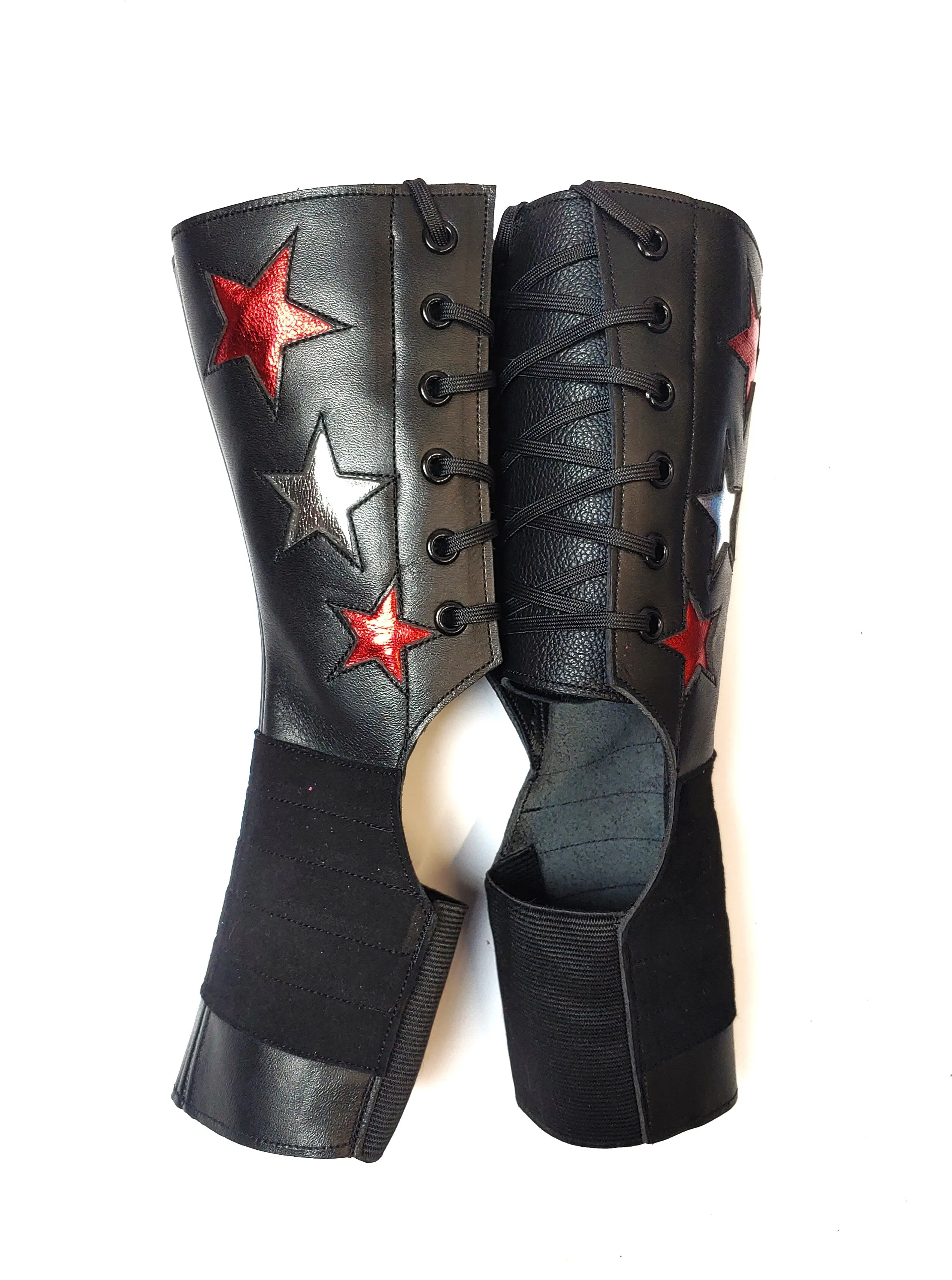 SHORT Stardust Aerial boots w/ Silver & Red Stars   Grip Panel