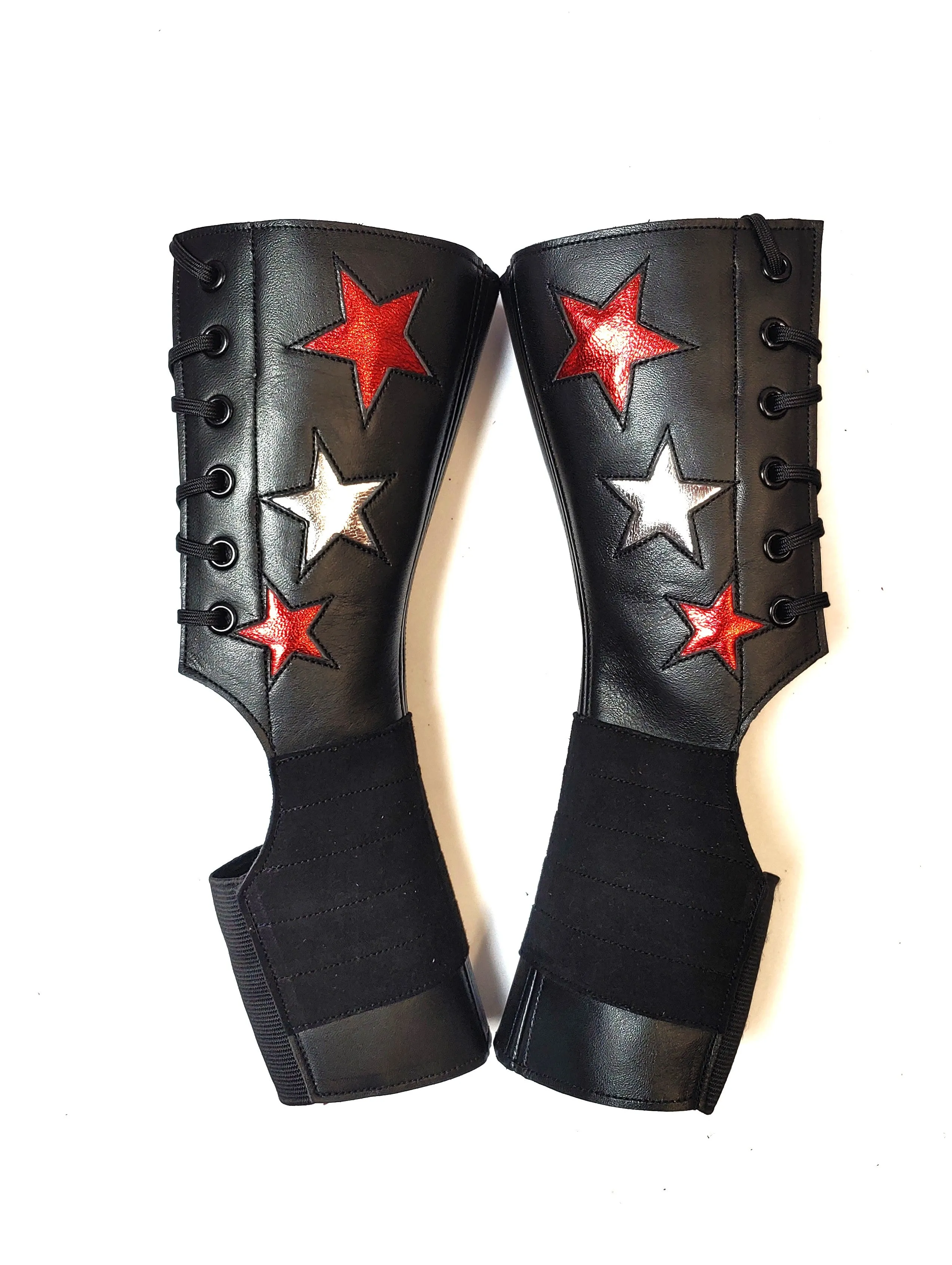 SHORT Stardust Aerial boots w/ Silver & Red Stars   Grip Panel