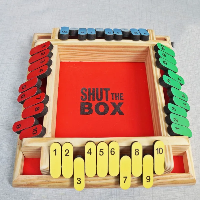 Shut the Box Wooden Board Game with 4 Dices