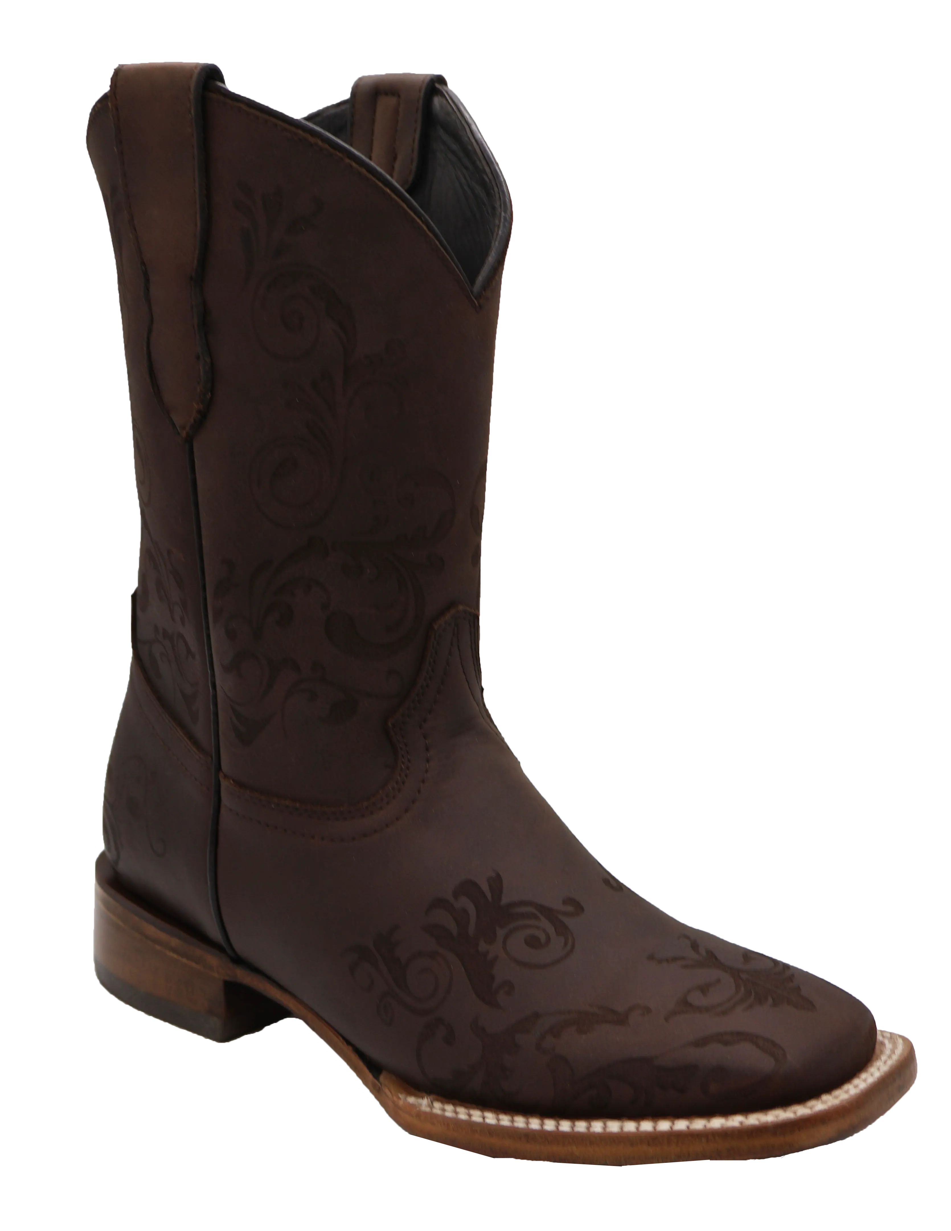 Silverton Bella All Leather Wide Square Toe Boots (Brown)