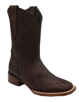 Silverton Bella All Leather Wide Square Toe Boots (Brown)