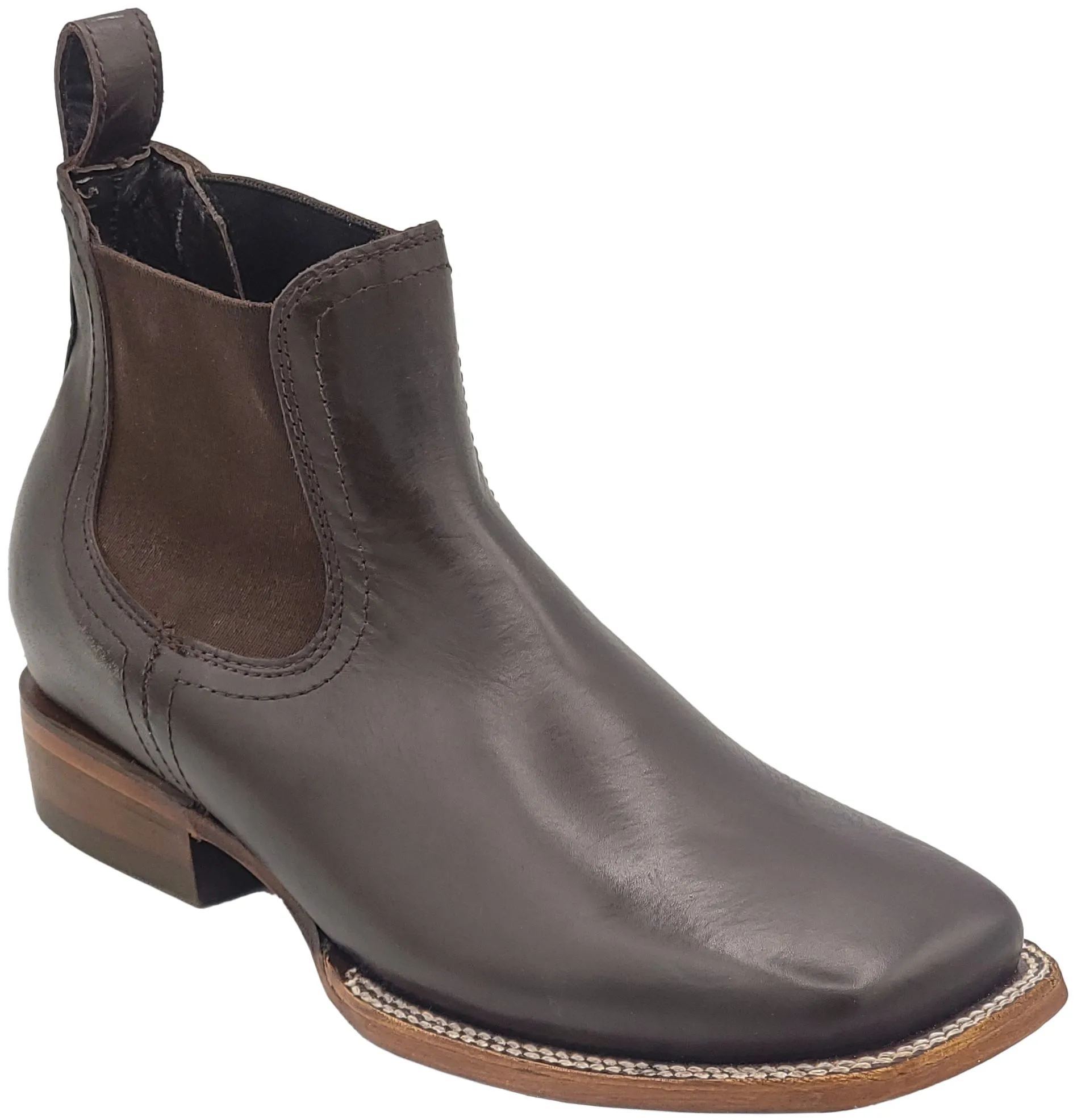 Silverton Kingston All Leather Wide Square Toe Short Boots (Brown)