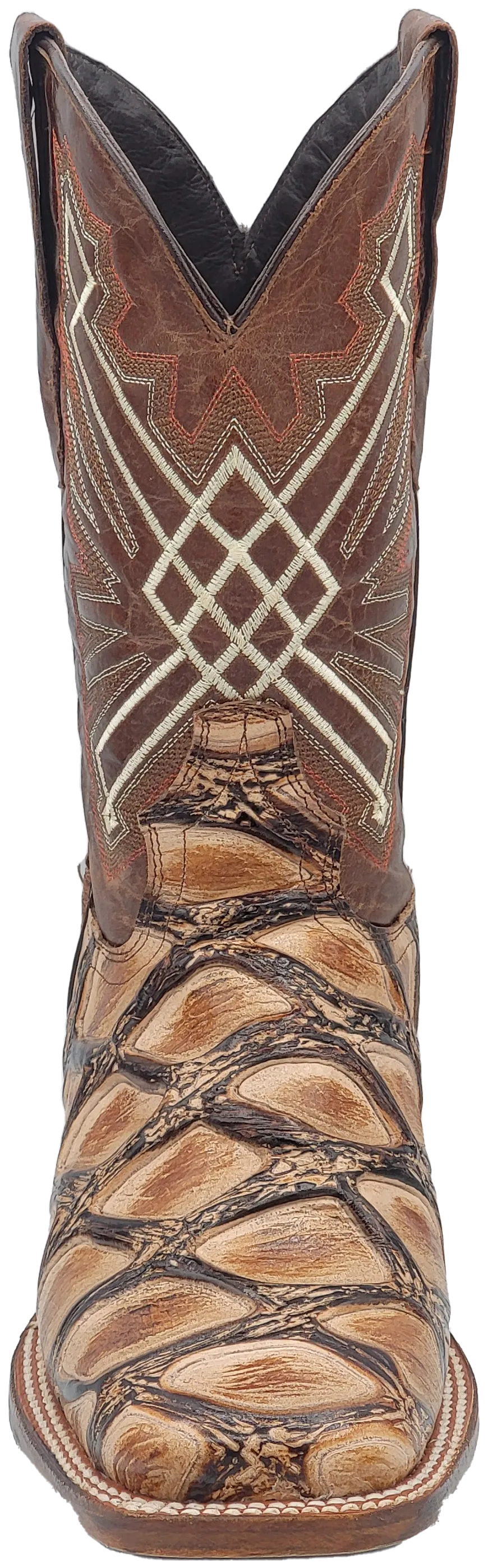 Silverton Pirarucu Print Leather Wide Square Toe Boots (Beige)