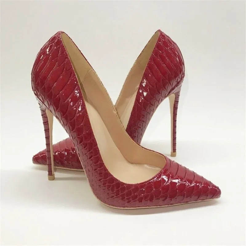 TEEK - Red Scale Heels | Various Heights/Flat