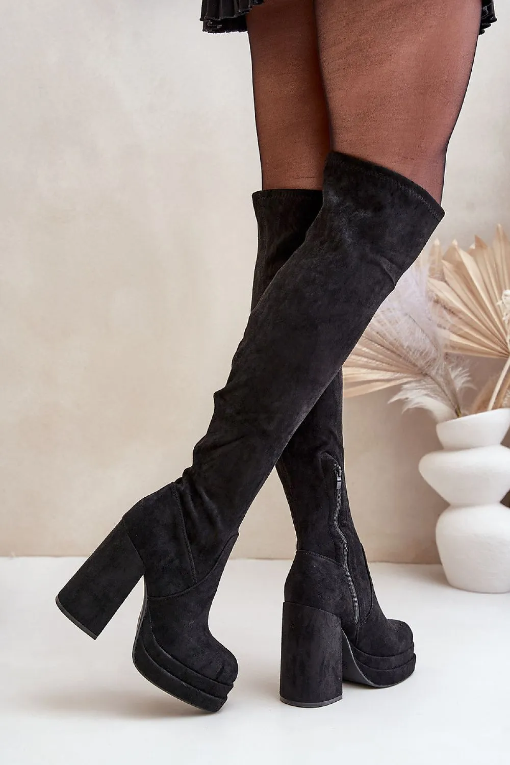 TEEK - Suede Over The Knee Heel Boots